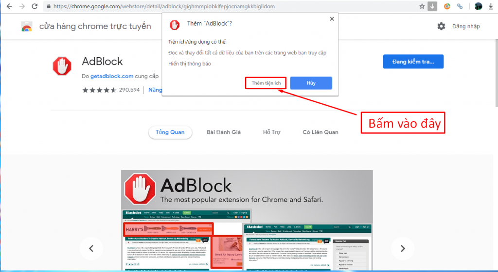 AdBlock cũng có thể sử dụng để chặn quảng cáo trên Chrome